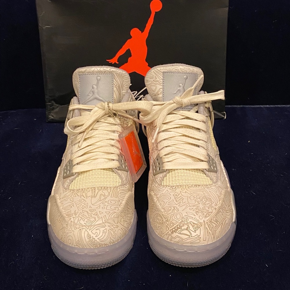AIR JORDAN 4 RETRO LASER WHITE/METALLIC SILVER